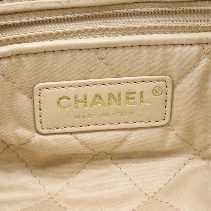 白色 牛皮 22 鍊帶 肩背包 金釦【CHANEL 香奈兒】 AS3260-7