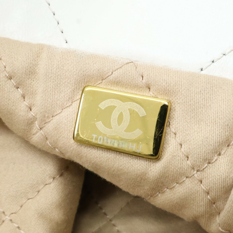 白色 牛皮 22 鍊帶 肩背包 金釦【CHANEL 香奈兒】 AS3260-8