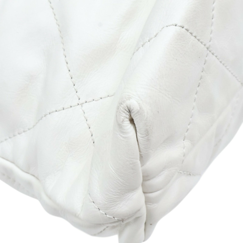 白色 牛皮 22 鍊帶 肩背包 金釦【CHANEL 香奈兒】 AS3260-12