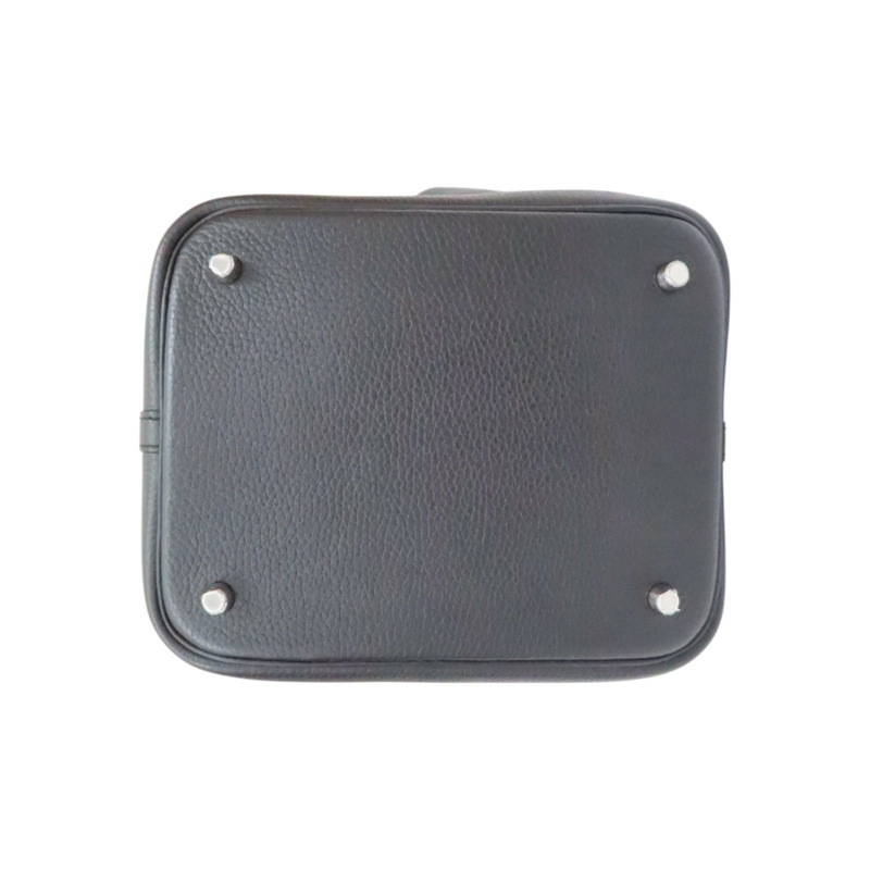 黑色 牛皮 Picotin Lock 22 手提包 Y刻 銀扣【HERMES 愛馬仕】-3