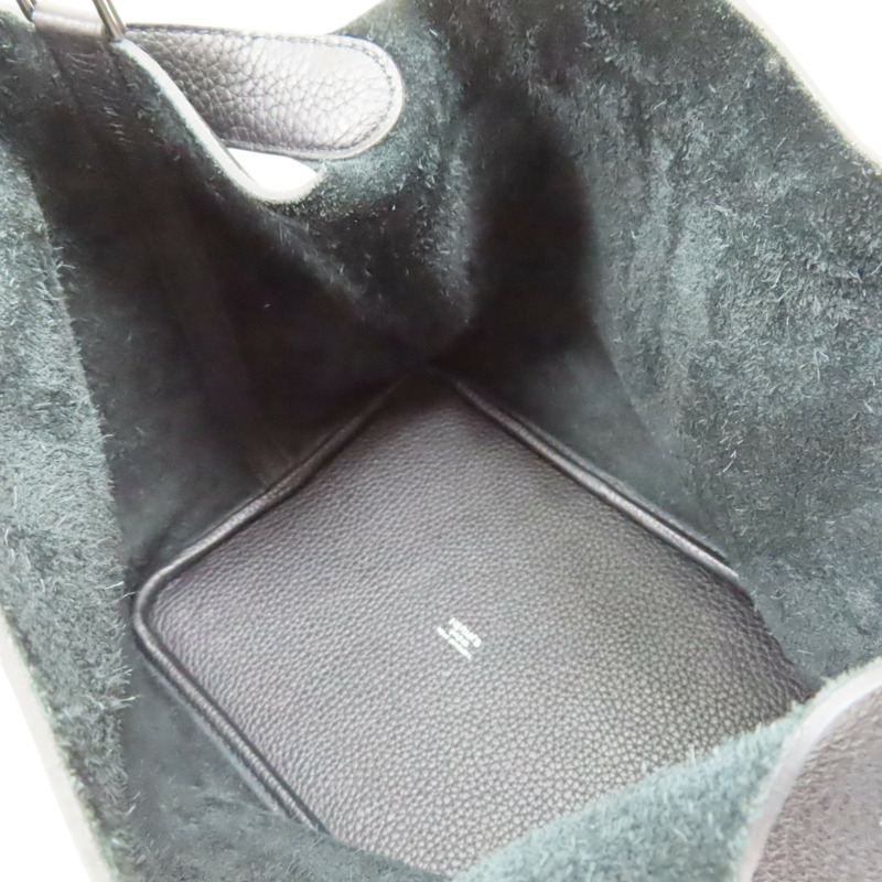 黑色 牛皮 Picotin Lock 22 手提包 Y刻 銀扣【HERMES 愛馬仕】-4