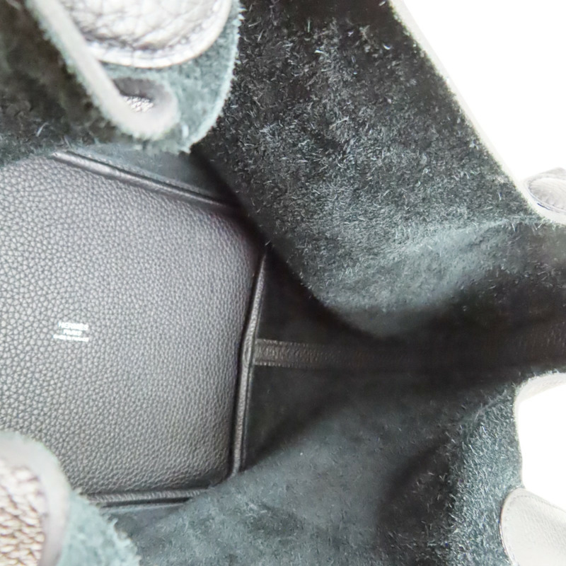 黑色 牛皮 Picotin Lock 22 手提包 Y刻 銀扣【HERMES 愛馬仕】-5