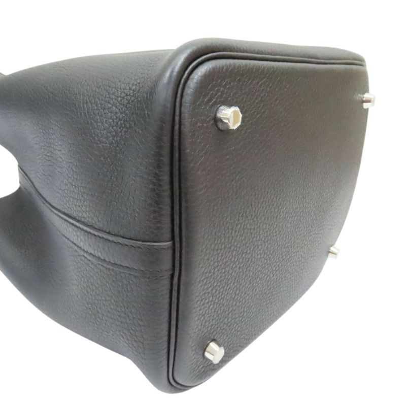 黑色 牛皮 Picotin Lock 22 手提包 Y刻 銀扣【HERMES 愛馬仕】-10