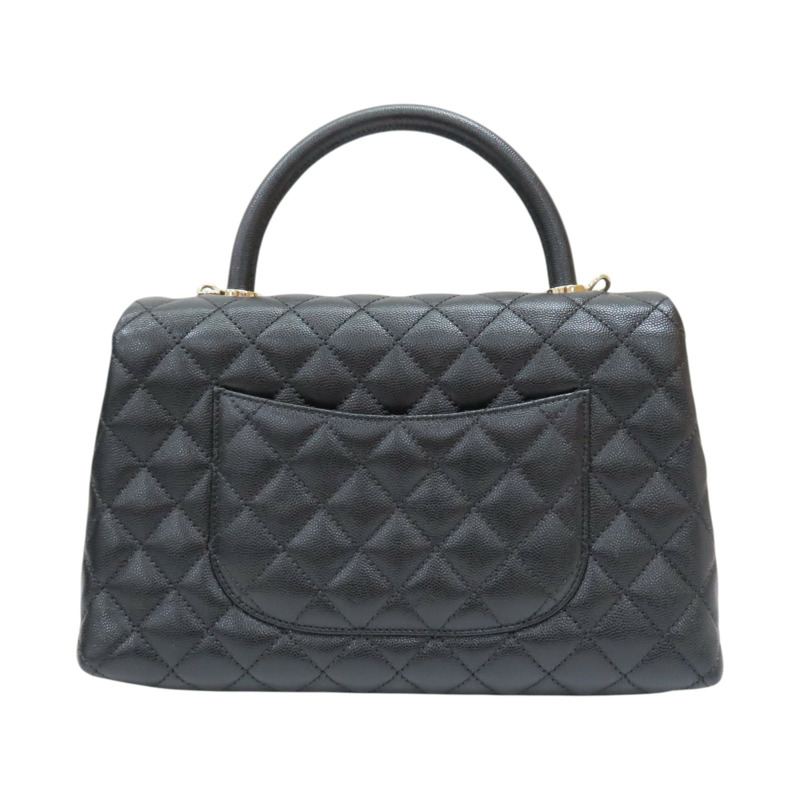 黑色 菱格紋 荔枝牛皮 Coco handle 29【CHANEL 香奈兒】 A92991-1