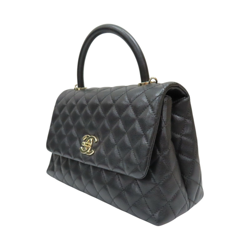 黑色 菱格紋 荔枝牛皮 Coco handle 29【CHANEL 香奈兒】 A92991-2