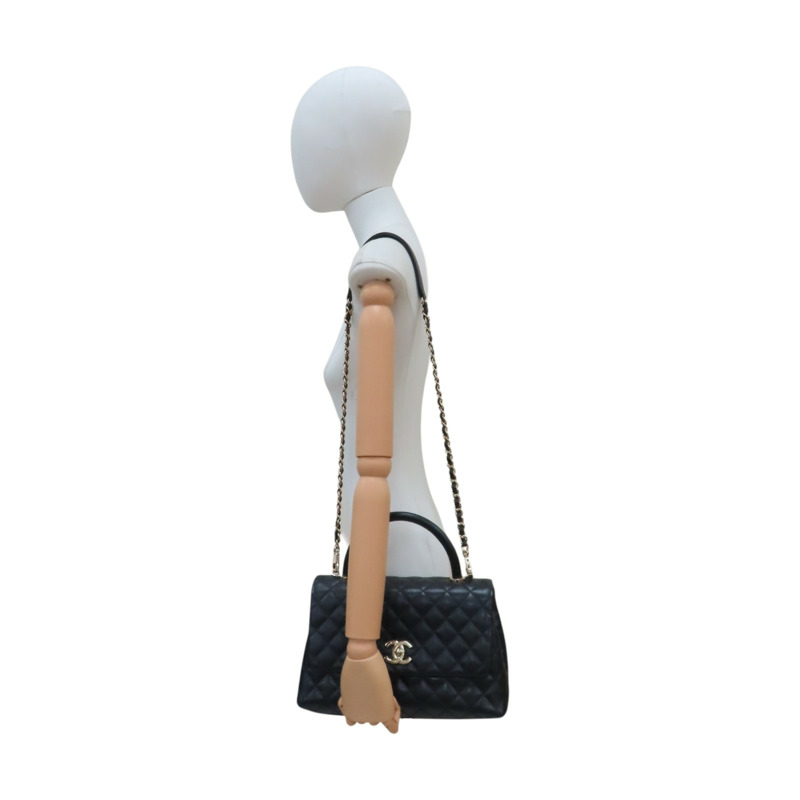 黑色 菱格紋 荔枝牛皮 Coco handle 29【CHANEL 香奈兒】 A92991-9