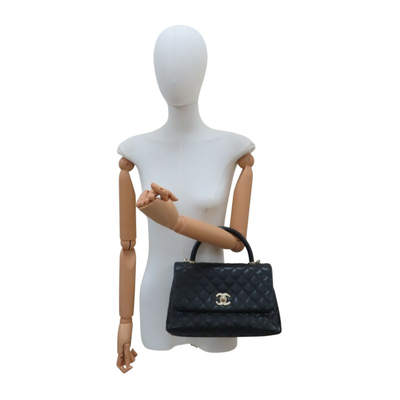 黑色 菱格紋 荔枝牛皮 Coco handle 29【CHANEL 香奈兒】 A92991-10