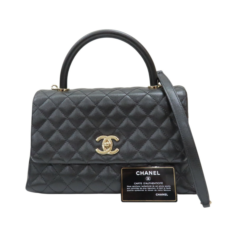 黑色 菱格紋 荔枝牛皮 Coco handle 29【CHANEL 香奈兒】 A92991-11