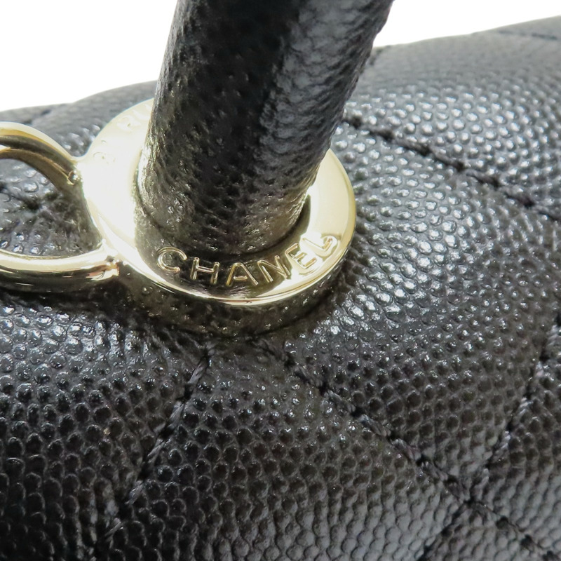 黑色 菱格紋 荔枝牛皮 Coco handle 29【CHANEL 香奈兒】 A92991-12