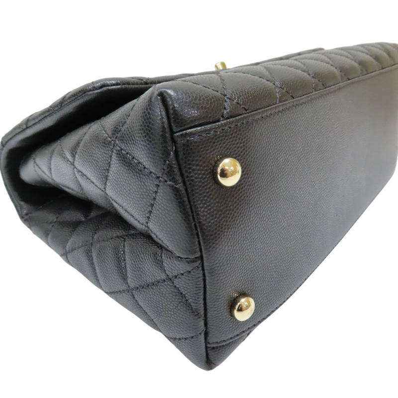 黑色 菱格紋 荔枝牛皮 Coco handle 29【CHANEL 香奈兒】 A92991-15