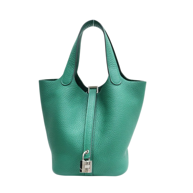 絲絨綠 Togo牛皮 Picotin Lock 18 手提包 Y刻 銀扣【HERMES 愛馬仕】 H056289CK-0