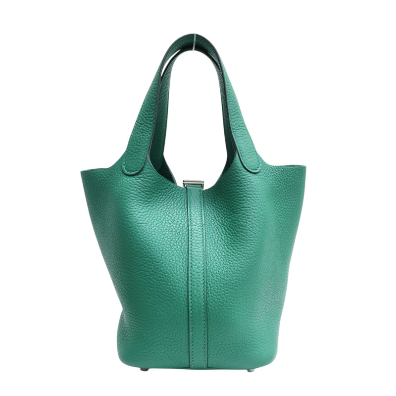 絲絨綠 Togo牛皮 Picotin Lock 18 手提包 Y刻 銀扣【HERMES 愛馬仕】 H056289CK-1