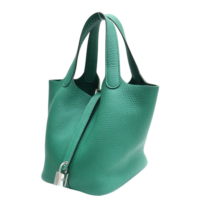 絲絨綠 Togo牛皮 Picotin Lock 18 手提包 Y刻 銀扣【HERMES 愛馬仕】 H056289CK-2