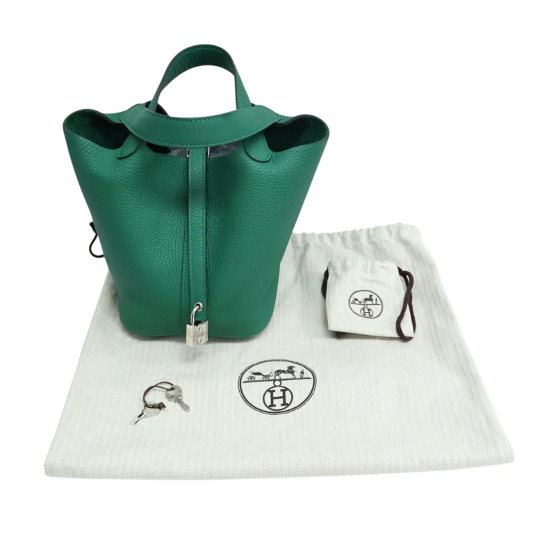 絲絨綠 Togo牛皮 Picotin Lock 18 手提包 Y刻 銀扣【HERMES 愛馬仕】 H056289CK-8