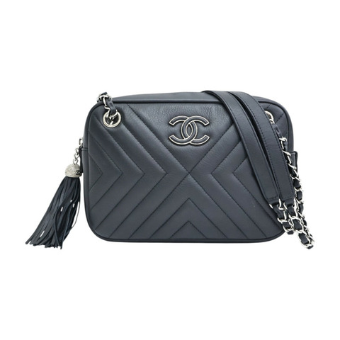 黑色 牛皮 肩背包 銀釦【CHANEL 香奈兒】 A57617