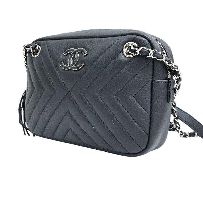 黑色 牛皮 肩背包 銀釦【CHANEL 香奈兒】 A57617-2