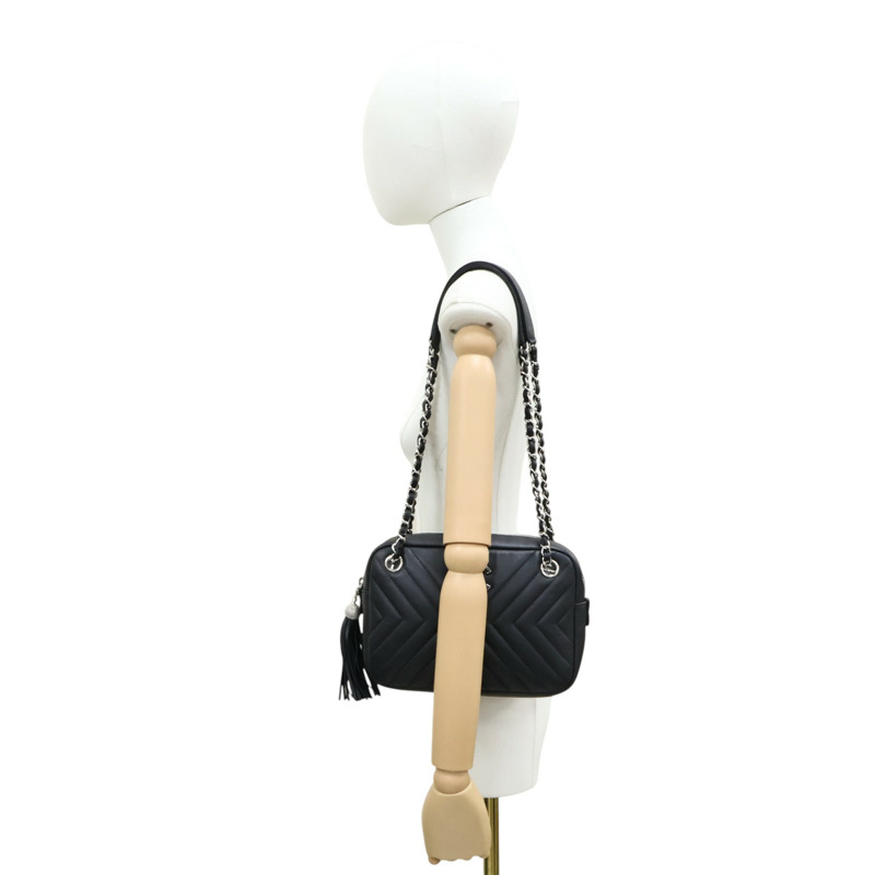 黑色 牛皮 肩背包 銀釦【CHANEL 香奈兒】 A57617-10