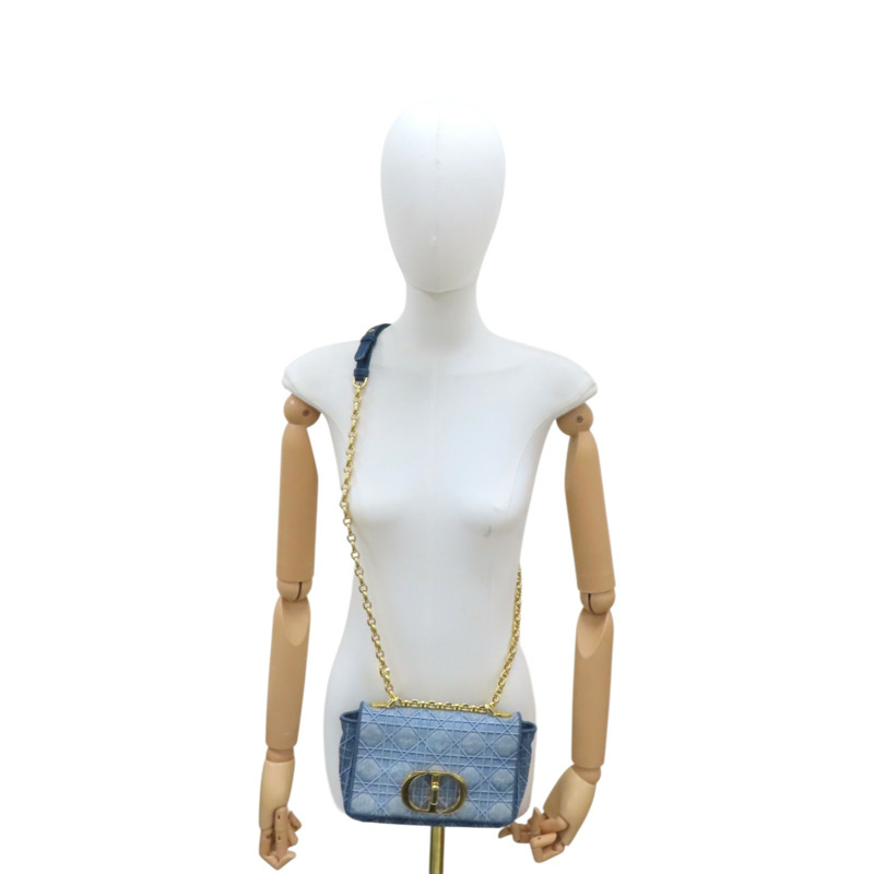 藍色 單寧布 Caro Small 肩背包【Dior 迪奧】-9