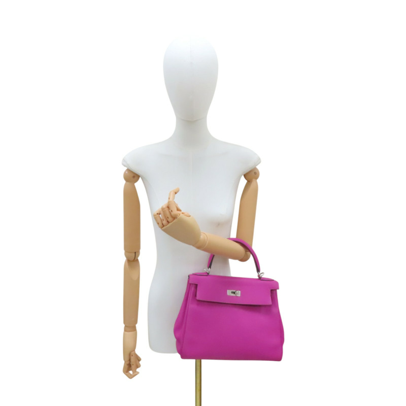 玉蘭粉 TOGO牛皮 Kelly 28 A刻 銀釦 兩用包【HERMES 愛馬仕】-8