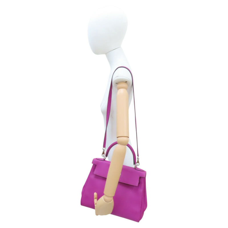 玉蘭粉 TOGO牛皮 Kelly 28 A刻 銀釦 兩用包【HERMES 愛馬仕】-9