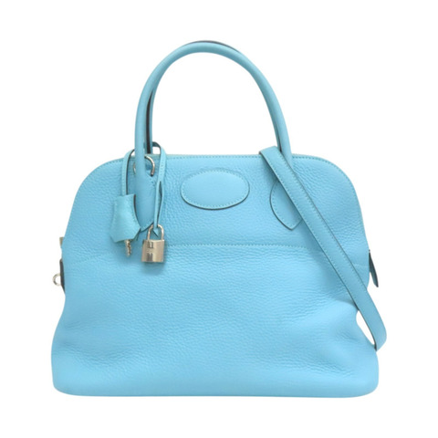 聖西爾藍 TOGO牛皮 Bolide 31 兩用包 T刻 銀釦【HERMES 愛馬仕】