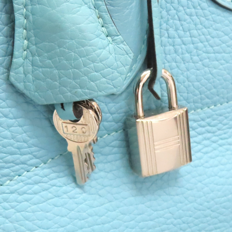 聖西爾藍 TOGO牛皮 Bolide 31 兩用包 T刻 銀釦【HERMES 愛馬仕】-9