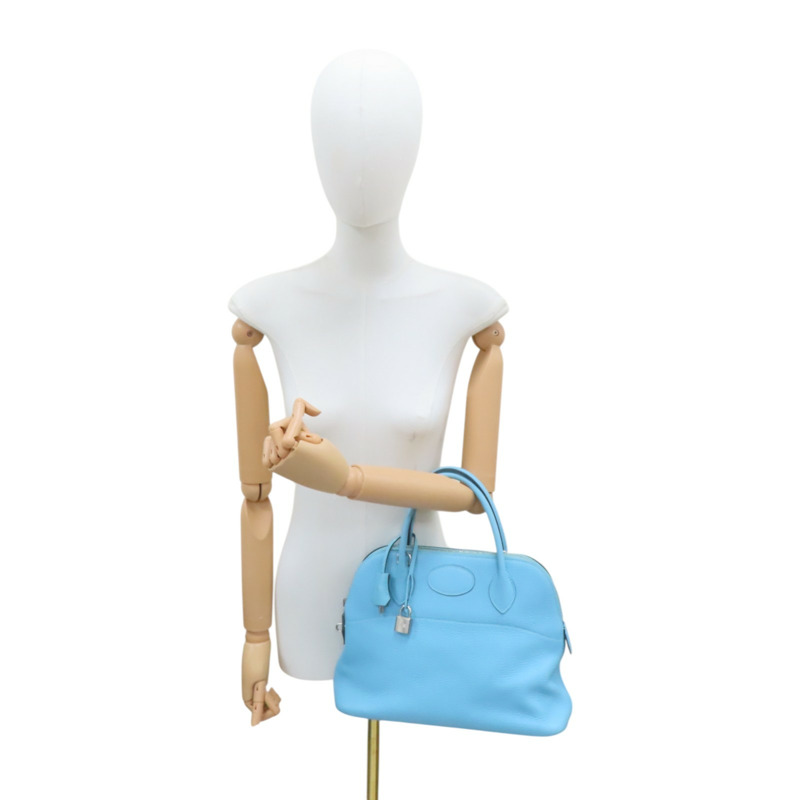 聖西爾藍 TOGO牛皮 Bolide 31 兩用包 T刻 銀釦【HERMES 愛馬仕】-10