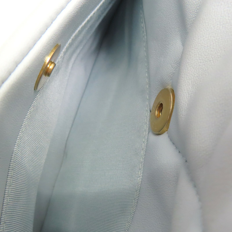 藍色 菱格紋 羊皮 Chanel 19 肩背包 金釦【CHANEL 香奈兒】 AS1160-6