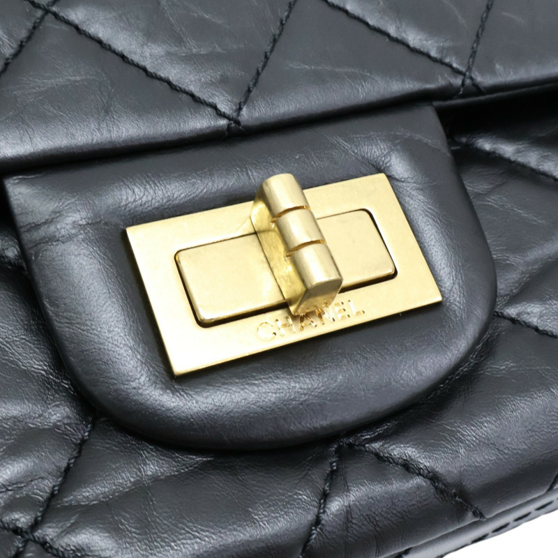 黑色 菱格紋 牛皮 2.55 鍊帶 肩背包 金扣【CHANEL 香奈兒】 A37590-10