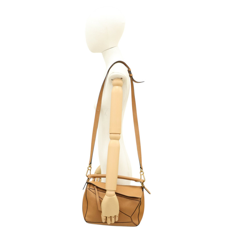棕色 牛皮 Puzzle Small 肩背包【LOEWE 羅威】 A510S21-11