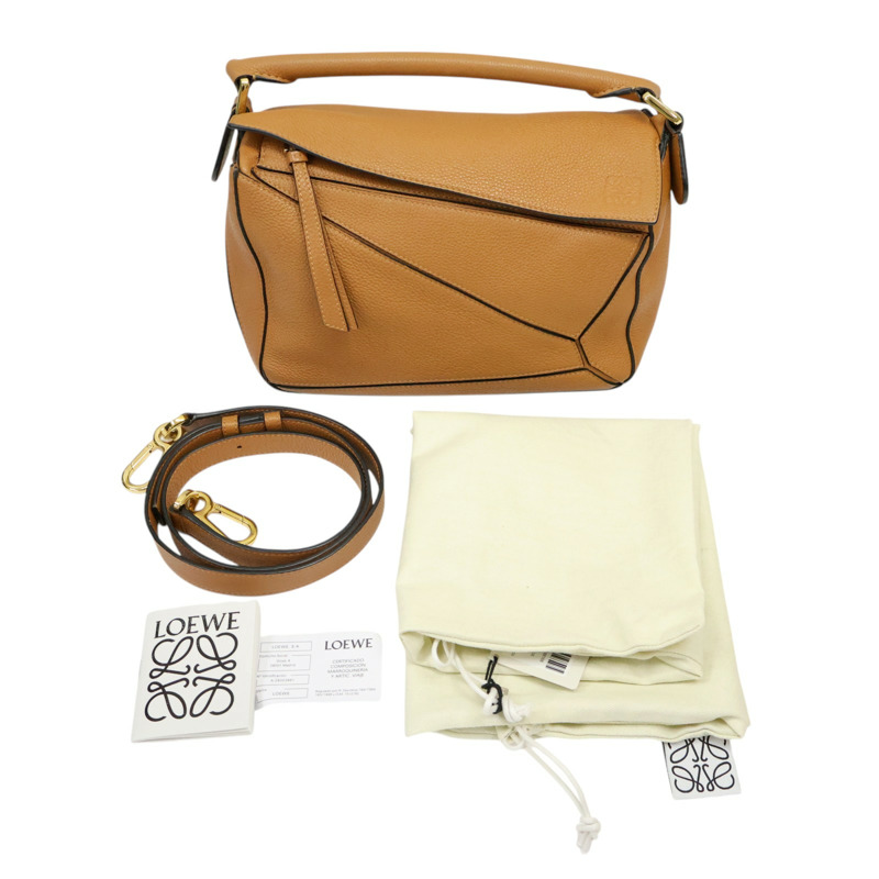 棕色 牛皮 Puzzle Small 肩背包【LOEWE 羅威】 A510S21-12