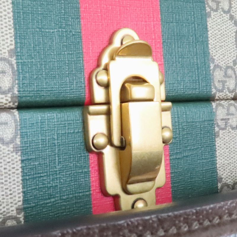 棕色 緹花帆布 牛皮 Savoy maxi 手提行李箱【GUCCI 古馳】 722177-8