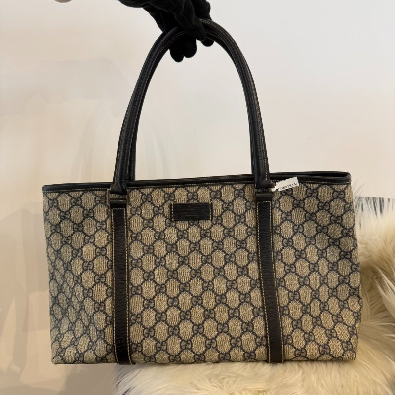 GUCCI 黑色老花托特包-1