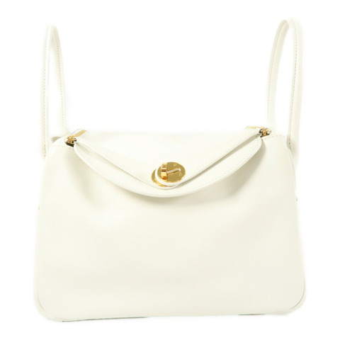 HERMES Evercolor皮革Lindy 26手挽肩背兩用袋Blanc