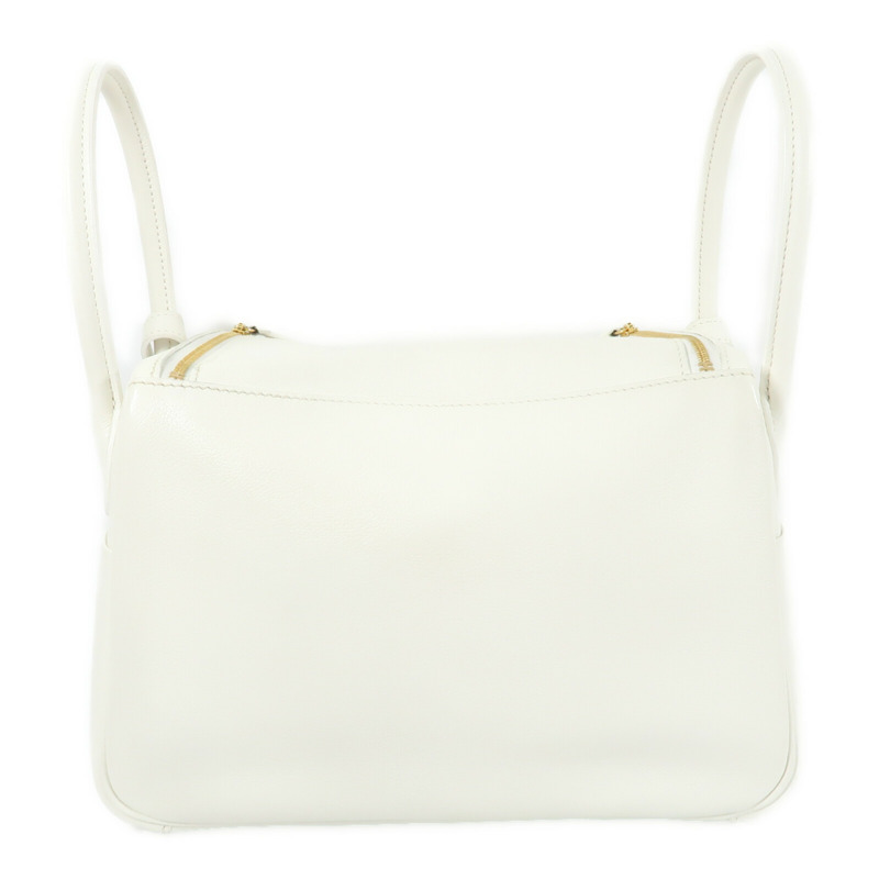 HERMES Evercolor皮革Lindy 26手挽肩背兩用袋Blanc-1