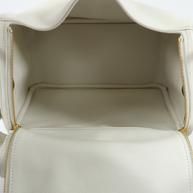 HERMES Evercolor皮革Lindy 26手挽肩背兩用袋Blanc-4