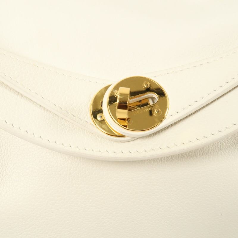 HERMES Evercolor皮革Lindy 26手挽肩背兩用袋Blanc-7
