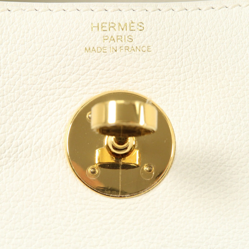 HERMES Evercolor皮革Lindy 26手挽肩背兩用袋Blanc-9