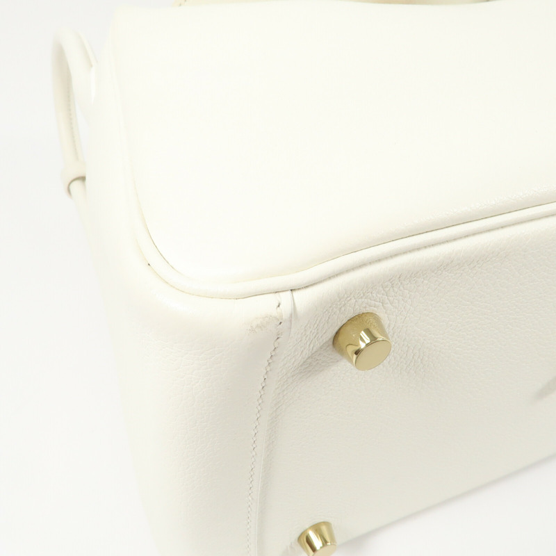 HERMES Evercolor皮革Lindy 26手挽肩背兩用袋Blanc-12
