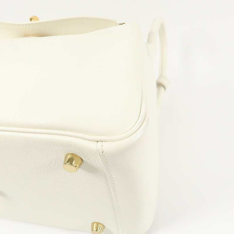 HERMES Evercolor皮革Lindy 26手挽肩背兩用袋Blanc-13
