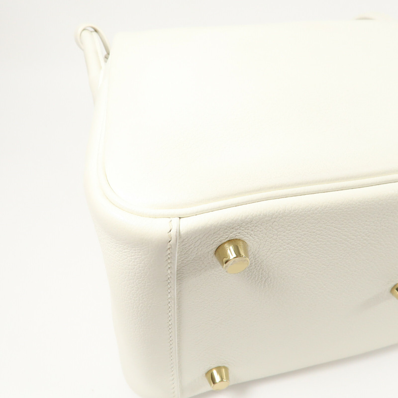 HERMES Evercolor皮革Lindy 26手挽肩背兩用袋Blanc-14