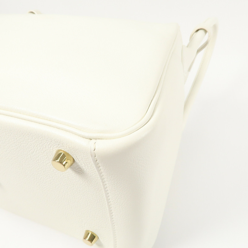 HERMES Evercolor皮革Lindy 26手挽肩背兩用袋Blanc-15