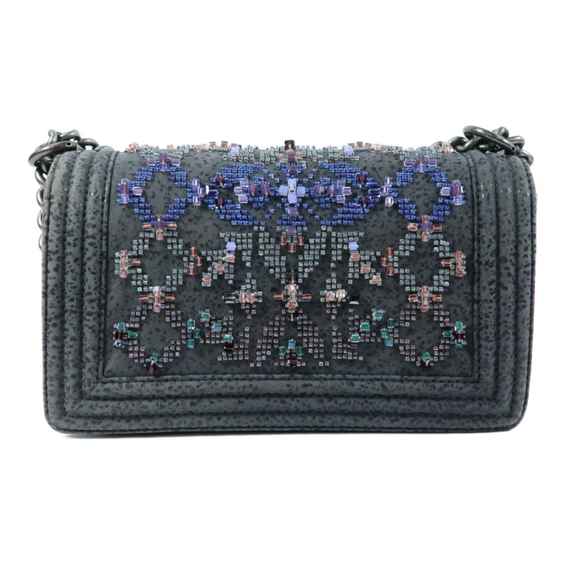 CHANEL Textured Suede Boy 25鏈帶肩背袋-1