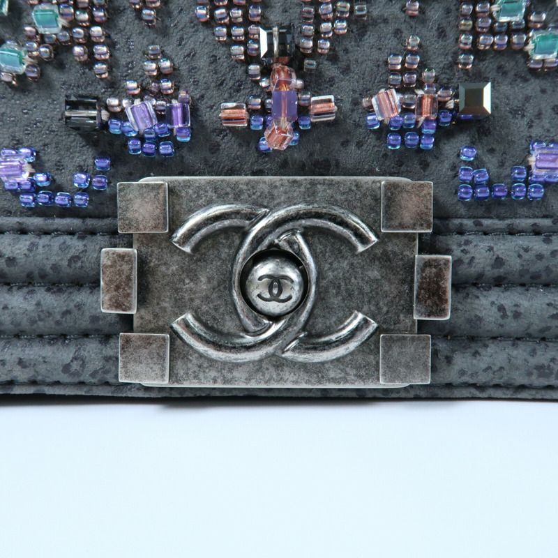 CHANEL Textured Suede Boy 25鏈帶肩背袋-4