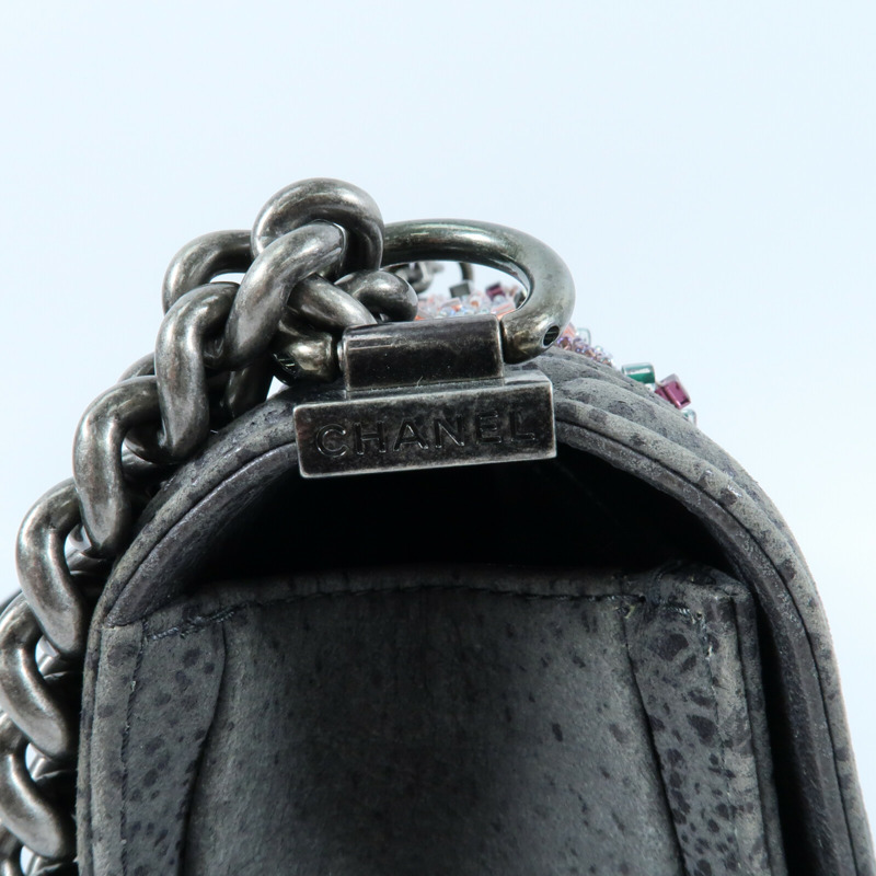 CHANEL Textured Suede Boy 25鏈帶肩背袋-8