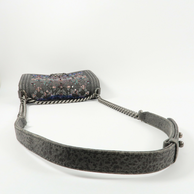 CHANEL Textured Suede Boy 25鏈帶肩背袋-12