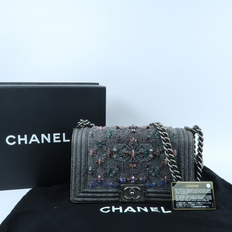 CHANEL Textured Suede Boy 25鏈帶肩背袋-15