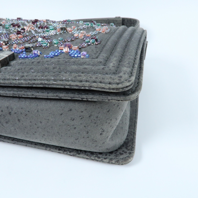 CHANEL Textured Suede Boy 25鏈帶肩背袋-17