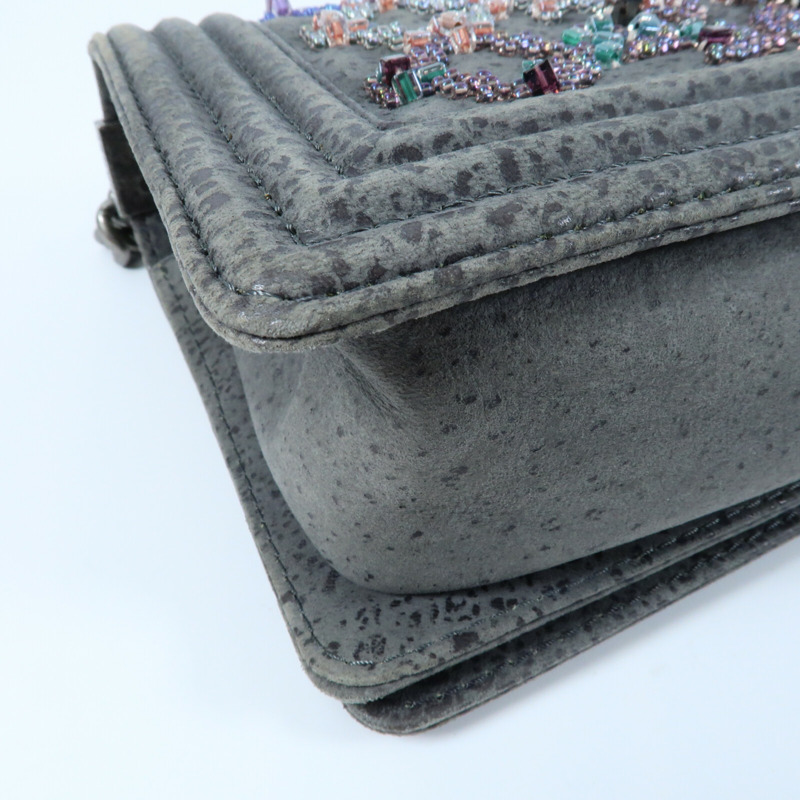 CHANEL Textured Suede Boy 25鏈帶肩背袋-18