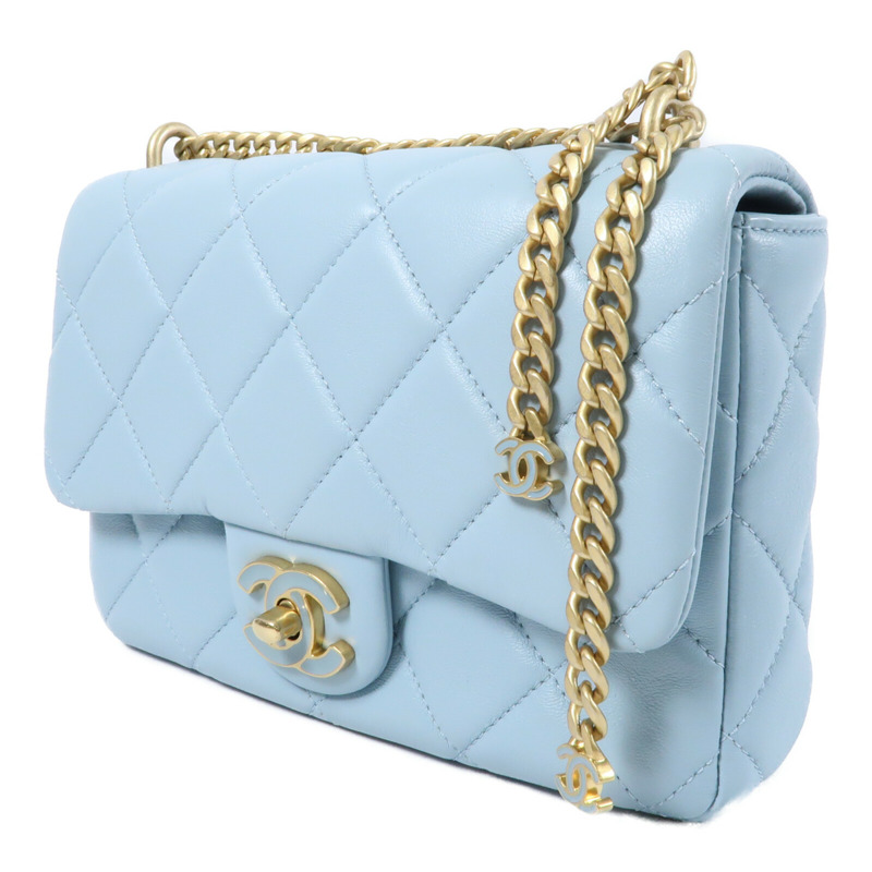 CHANEL 羊皮皮革CC Flat Bag 20鏈帶肩背袋-2
